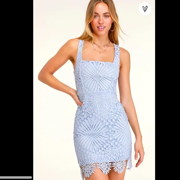 Dresses | Lulus Heart Strings Light Blue Lace Mini Dress | Poshmark